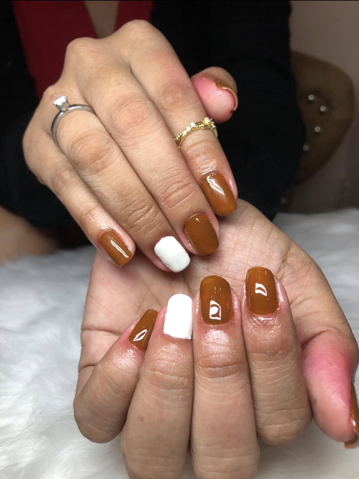 Caramel Contrast Nails